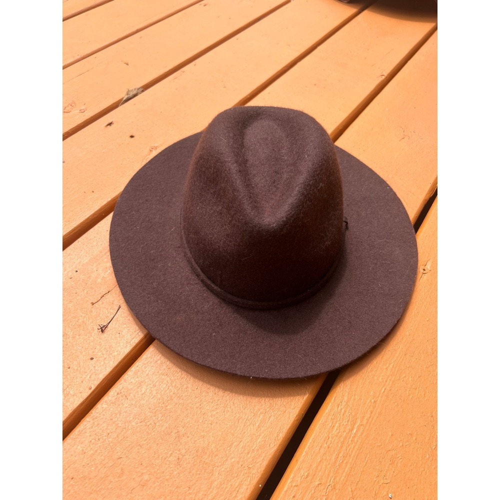 J.Crew Womens Brown 100% Wool Wide Brim Fedora Hat Size S/M 112535